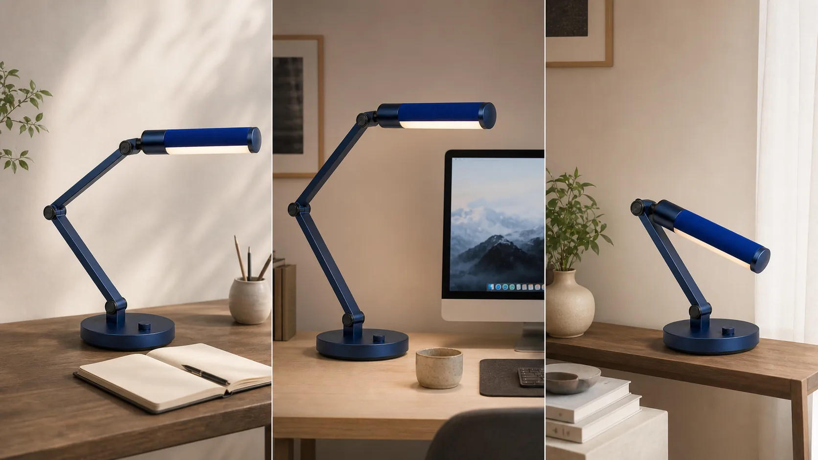 Synthetic task-light scenario with the modular lamp over a notebook
